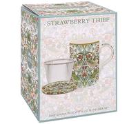 The Leonardo Collection Strawberry Thief Mug & Coast & InfuserLovely Gifts for Women & Men | Designed by William Morris | Coasters Set for All Modern Kitchen & Offices