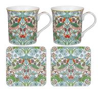 The Leonardo Collection Strawberry Thief Mug & Coast SetLovely Gifts for Women & Men | Designed by William Morris | Coasters Set for All Modern Kitchen & Offices