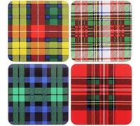 The Leonardo Collection Tartan Coasters Set of 4 | Coasters Set For All Modern Kitchen & Offices | For All Types of Cups & Mugs