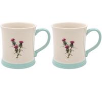 The Leonardo Collection Thistle Mug Embossed Country Life, Tea and Coffee Mugs for Hot Drinks | Fine China Printed Mugs for Kitchen & Home | Reusable Ceramic Cups for Every Occasion (Pack of 2)