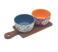 The Leonardo Collection Tuscany Housewares Stoneware Tuscany Bowls On Tray Set 2 for Home and Restaurants | Microwave & Dishwasher Safe Everyday Crockery for Cereal, Pasta, Noodle, and Fruits