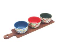 The Leonardo Collection Tuscany Housewares Stoneware Tuscany Bowls On Tray Set 3 for Home and Restaurants | Microwave & Dishwasher Safe Everyday Crockery for Cereal, Pasta, Noodle, and Fruits