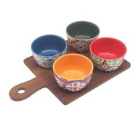 The Leonardo Collection Tuscany Housewares Stoneware Tuscany Bowls On Tray Set 4 for Home and Restaurants | Microwave & Dishwasher Safe Everyday Crockery for Cereal, Pasta, Noodle, and Fruits