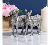 The Leonardo Collection Twin Donkeys Ornament, Silver Reflections Standing Donkey Figurine