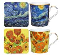 The Leonardo Collection Van Gogh Mug & Coaster S2 2ASS | Lovely Gifts for Women & Men | Designed by Vincent Van Gogh | Coasters Set for All Modern Kitchen & Offices