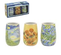 The Leonardo Collection Van Gogh Vase 3 Asst Ceramic Set Of 3 For Home & Living Room | Lovely Home Décor Accessory For Flowers And Decoration | Reusable & Practical Gift For Women And Men