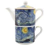 The Leonardo Collection Vincent Van Gogh Van Gogh Tea for One Starry Night Tea for One with Matching Cup & Teapot | Ceramic Teapot Ideal for Home & Outdoor | Without Tea Straine Elegant Gift All