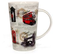 The Leonardo Collection Vintage London Latte Mug for Hot Drinks | Fine China Printed Coffee Cups for Kitchen & Home | Reusable Tea and Coffee Mugs for Every Occasion & All Type of Drinks