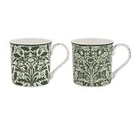 The Leonardo Collection William Morris Acorn Mugs Set 2 300ml for Coffee, Tea and Hot Drinks | Reusable Fine China Tea & Coffee Mugs for Daily Use | Special Occation & Birthday Gifts for Women & Men