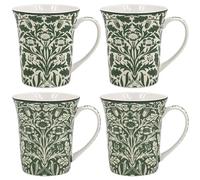 The Leonardo Collection William Morris Acorn Mugs Set 4 300ml for Coffee, Tea and Hot Drinks | Reusable Fine China Tea & Coffee Mugs for Daily Use | Special Occation & Birthday Gifts for Women & Men