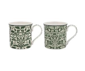 The Leonardo Collection William Morris Acorn Mugs Set of 2 x 300ml | Coffee, Tea & Hot Drinks, Reusable, Fine China, Daily Use, Gift