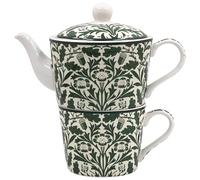 The Leonardo Collection William Morris Acorn Tea for One 250ml Cup and 400ml Pot for Home & Kitchen | Lovely Tea Pot Gift for Women & Men | Stylish Fine China Teapot & Cup Set for Daily Use