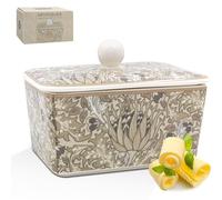 The Leonardo Collection William Morris Artichoke Fine China Butter Dish | Dishwasher safe, butter keeper, lid included, BPA free
