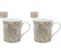 The Leonardo Collection William Morris Artichoke Mug for Hot & Cold Drinks | Durable Coffee Cups for Home & Office | Comfortable & Easy-to-Hold Coffee Mugs for Beverages & Daily Use (Pack of 2)