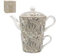 The Leonardo Collection William Morris Artichoke Tea for One - Festive Teapot and Cup Set with Elegant Seasonal Design, Decorative Gift for Tea Lovers and Stylish Holiday Kitchen Tableware