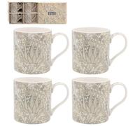 The Leonardo Collection William Morris Christmas Artichoke Mugs Set 4 for Hot & Cold Drinks | Durable Coffee Cups for Home & Office | Comfortable & Easy-to-Hold Coffee Mugs for Beverages & Daily Use