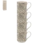 The Leonardo Collection William Morris Christmas Artichoke Stacking Mugs Set 4 for Hot & Cold Drinks | Durable Coffee Cups for Home & Office | Easy-to-Hold Coffee Mugs for Beverages & Daily Use