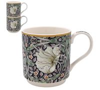 The Leonardo Collection William Morris Pimpernel Stacking Mugs Set of 2 Kitchen & Home | Tableware Mug Set of 2 for Every Occasion | Coffee Cup Set of 2 for Mens Gifts & Birthday Gifts for Women