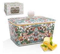 The Leonardo Collection William Morris Strawberry Thief Butter Dishes for Kitchen & Home | Dishwasher Safe Butter Dish with Lid for Keep Butter Fresh | Durable BPA-Free Butterdish for Butter Storage