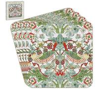 The Leonardo Collection William Morris Strawberry Thief Coasters Set of 4 For Office Home & Kitchen | Lovely Coaster Set For Decorative Home Accessories Drinks Coasters For Tea & Coffee