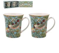 The Leonardo Collection William Morris Strawberry Thief Mugs Set 2 300ml for Coffee, Tea and Hot Drinks | Fine China Coffee Mugs for Daily Use | Practical Drinkware Gifts for Women & Men