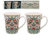 The Leonardo Collection William Morris Strawberry Thief Mugs Set of 2 | Stylish Tableware for Home Use | Coffee Cups for Every Occasion | Lovely Birthday Gifts