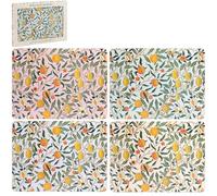The Leonardo Collection William Morris Wood Fruits Placemats Set of 4 | Classic Fruit Artwork, Durable Wooden Build, Heat Resistant Layer, Wipe Clean Finish, Table Protection, Elegant Home Style