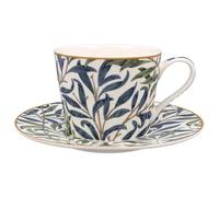 The Leonardo Collection Willow Bough Cup & Saucer Set | Designed by William Morris | Tea Cup Set Perfect for Home or Office | Tea Cups and Saucers or Coffee Cup and Saucer for Enjoying Hot Drinks
