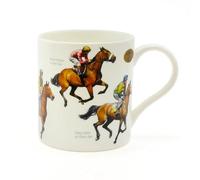 The Leonardo Collection Winning Post Fine China Windsor Mug,Horse Racing Design, Famous Horses & Jockeys Perfect Cup for Fans of Horse Racing, White
