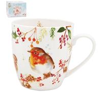The Leonardo Collection Winter Robins Breakfast Mug for Hot Drinks | Reusable Fine China Coffee Cups for Kitchen & Home | Printed Tea Mugs for Every Occasion | Durable Cup for All Types of Beverages