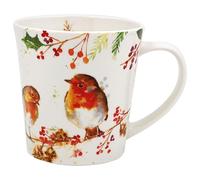 The Leonardo Collection Winter Robins Mug for Hot Drinks | Reusable Fine China Coffee Cups for Kitchen & Home | Printed Tea Mugs for Every Occasion | Durable Cup for All Types of Beverages