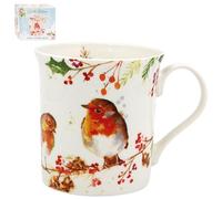 The Leonardo Collection Winter Robins Mug for Hot Drinks | Reusable Fine China Coffee Cups for Kitchen & Home | Printed Tea Mugs for Every Occasion | Durable Cup for All Types of Beverages