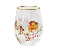 The Leonardo Collection Winter Robins Stemless Glass for Home & Restaurants | Stylish Glassware for All Type of Drinks | Lovely Tableware Drinking Glasses Gifts for Women & Men