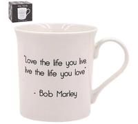 The Leonardo Collection Wise Words Love The Life You Live Mug - Bob Marley 350ml for Coffee, Tea and Hot Drinks | Fine China Coffee Mugs for Daily Use | Practical Drinkware Gifts for Women & Men