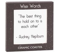 The Leonardo Collection Wise Words The Best Thing Coaster - Audrey Hepburn | Durable Drinks Coasters For Tea Coffee And Cold Drinks | Stylish Home Décor Accent For Dining Tables And Living Spaces