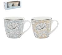 The Leonardo Collection Wm. Morris Assortments Fine China Chrysanthemum Break Mug Set 2 x 480ml for Hot & Cold Drinks | Durable Coffee Cups for Home & Office | Easy-to-Hold Mugs for Daily Use