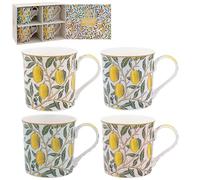 The Leonardo Collection Wm. Morris Assortments Fine China Fruits Mugs Set 4 x 300ml for Hot & Cold Drinks | Durable Coffee Cups for Home & Office | Easy-to-Hold Coffee Mugs for Daily Use