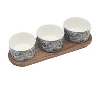 The Leonardo Collection Wm. Morris Strawberry Thief 3 Snack Bowls with Tray