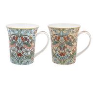 The Leonardo Collection Wm. Morris Strawberry Thief Mugs Set of 2 x 300ml | Fine China, Hot & Cold Drinks, Home & Office, Durable, Easy-To-Hold