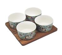 The Leonardo Collection Wm. Morris Strawberry Thief Teal Stoneware Strawberry Thief Snack Bowls for Home and Restaurants | Microwave & Dishwasher Safe Everyday Crockery for Cereal, Noodle, and Fruits