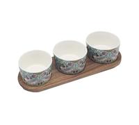 The Leonardo Collection Wm. Morris Strawberry Thief Teal Stoneware Strawberry Thief Snack Bowls for Home and Restaurants | Microwave & Dishwasher Safe Everyday Crockery for Cereal, Noodle, and Fruits