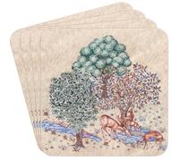 The Leonardo Collection Woodland Tapestry Coasters Set 4 Wooden Kitchenware | coasters featuring a decorative William Morris design, combining practical table protection with classic styling.