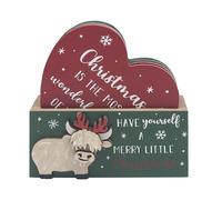 The Leonardo Collection Xmas Highland Cow Coasters - Set of 4 For Home & Office | Stylish Drink Mat For Kitchen & Dining | Durable Drink Coasters For Tabletops | Decorative Home Accessories for Drinks