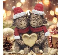 The Leonardo Collection Xmas Highland Cow Couple Figurines & Ornaments For Home & Office | Decorative Home Accessories Statues For Indoor & Outdoor | Lovely Gifts for Women & Men