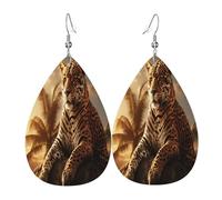The leopard lost Women's Teardrop Leather Earrings - Lightweight PVC Dangle Earrings, 925 Silver Hooks, Double-Sided Prints | Hypoallergenic Gift