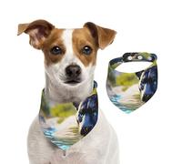The Leopard Next to The Lilac Flower Pet Scarf Dog Bandanas Spring Summer Soft Cotton Puppy Scarfs Adjustable Accessories for Small Medium Large Girl Boy Pup Small