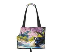 The Leopard Next to The Lilac Flower Pet Tote Bag Foldable Handbag Carrier for Small Dogs Cats Puppy Portable Travel Shoulder