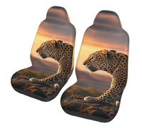 The Leopard'S Leap At Dawn Print Seat Covers Car Front Set Of 2 Universal Car Seat Protector Breathable Auto Seats Cover For Women Sedan Men