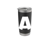 The Letter A Capital Plain White Bold Text Stainless Steel Insulated Tumbler