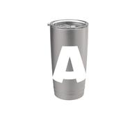 The Letter A Capital Plain White Bold Text Stainless Steel Insulated Tumbler